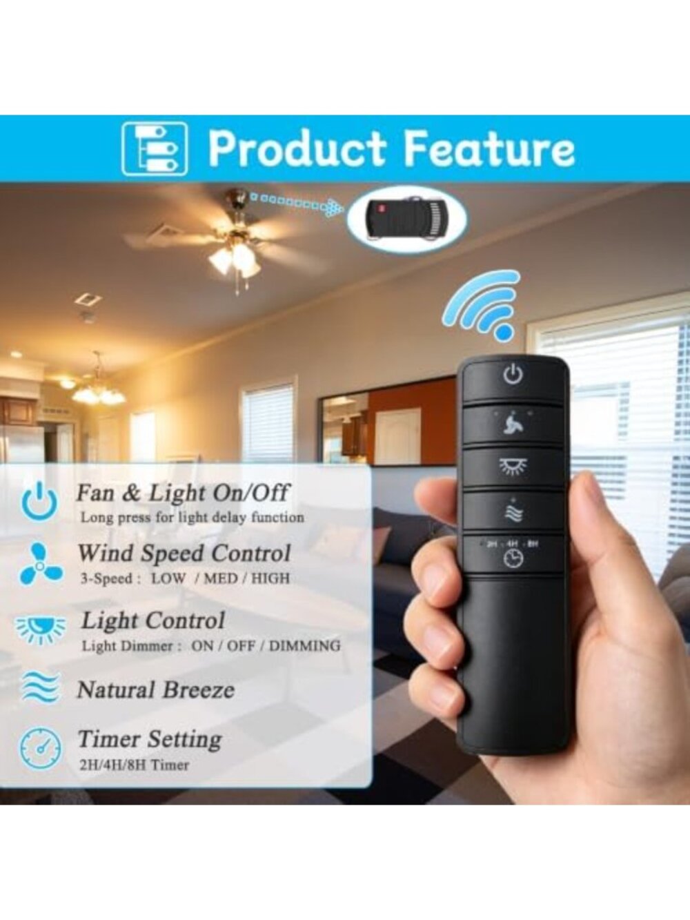 3-Speed Universal Ceiling Fan Remote Control Kit with Receiver - Easy Install - Picture 2 of 7